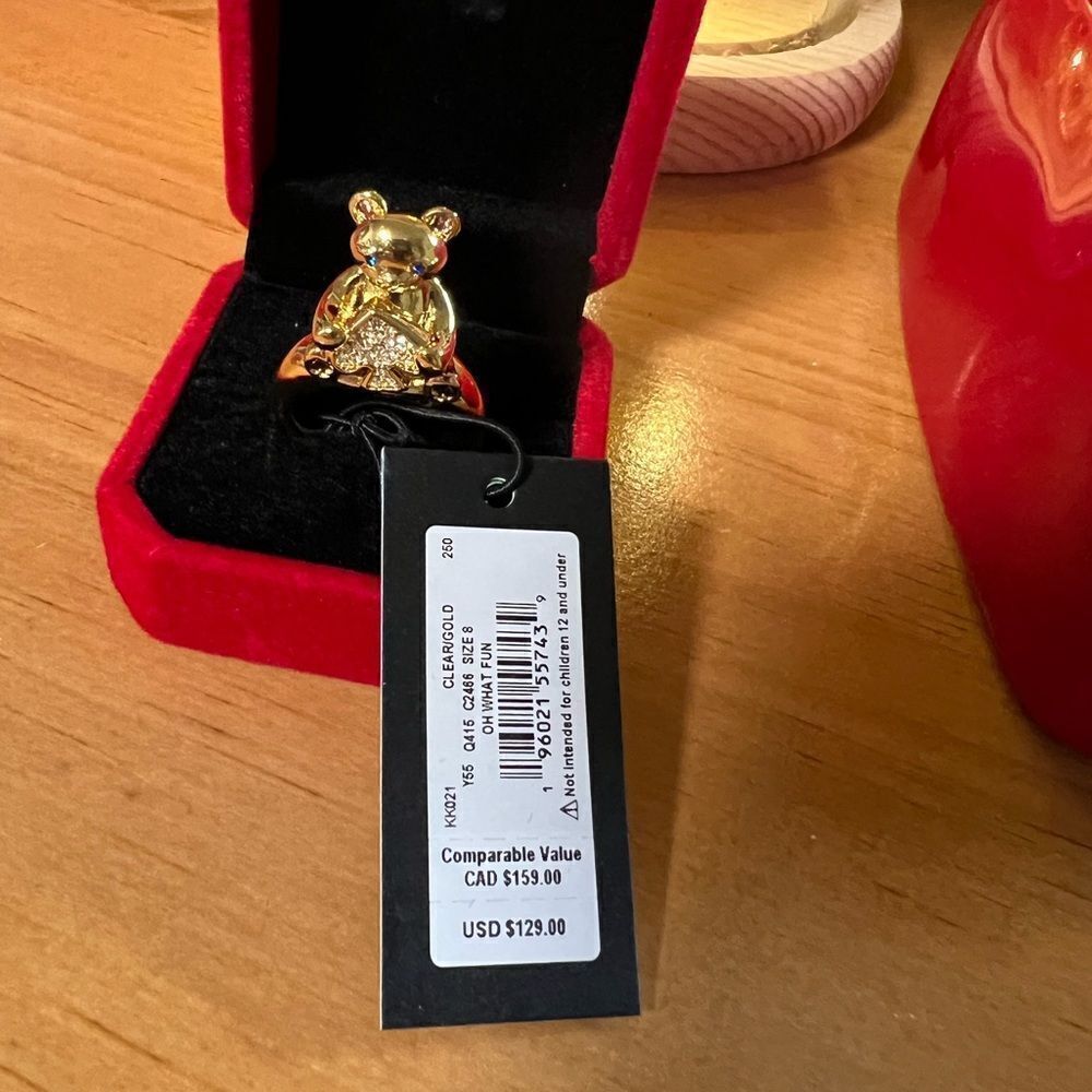 kate spade gold-tone teddy bear ring with clear crystals - Picture 2 of 8